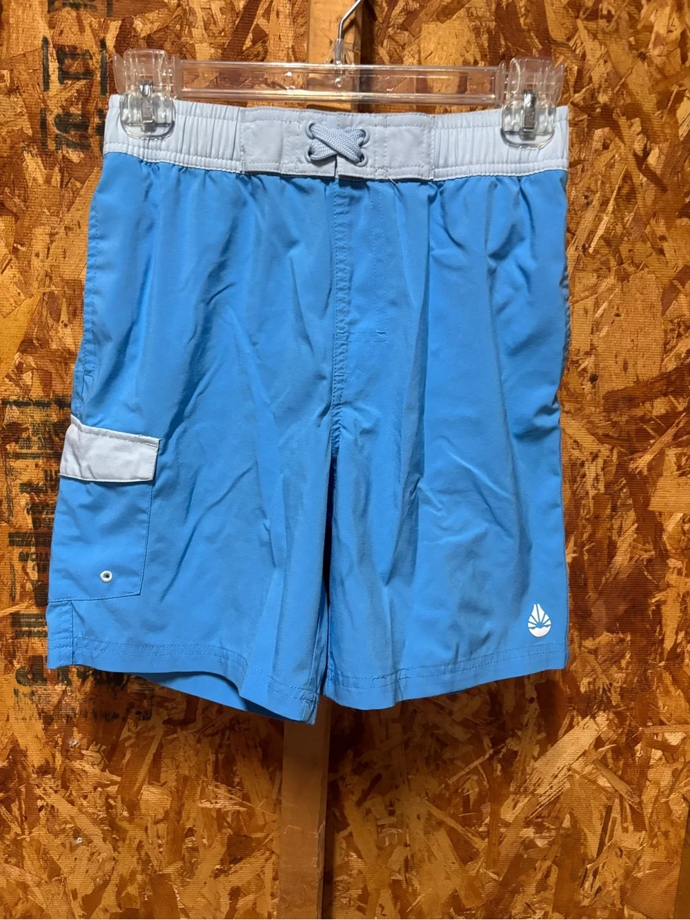 Kids Light Blue Swim Trunks with White Trim